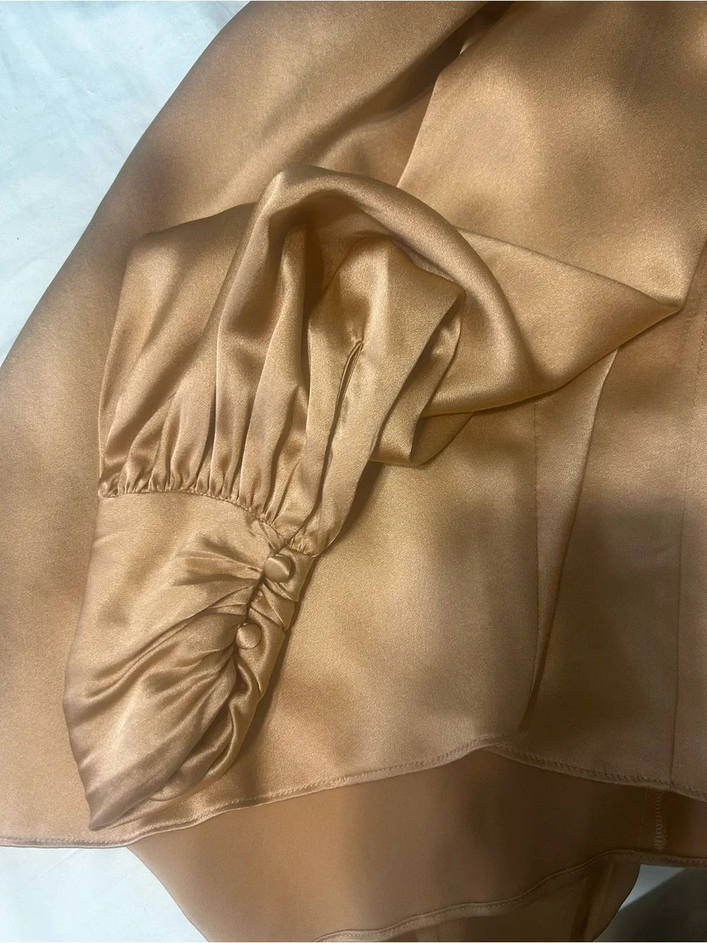 Cinq à Sept NWT Jayla Silk Satin Mock Neck Blouse Bronzer Orange Size M